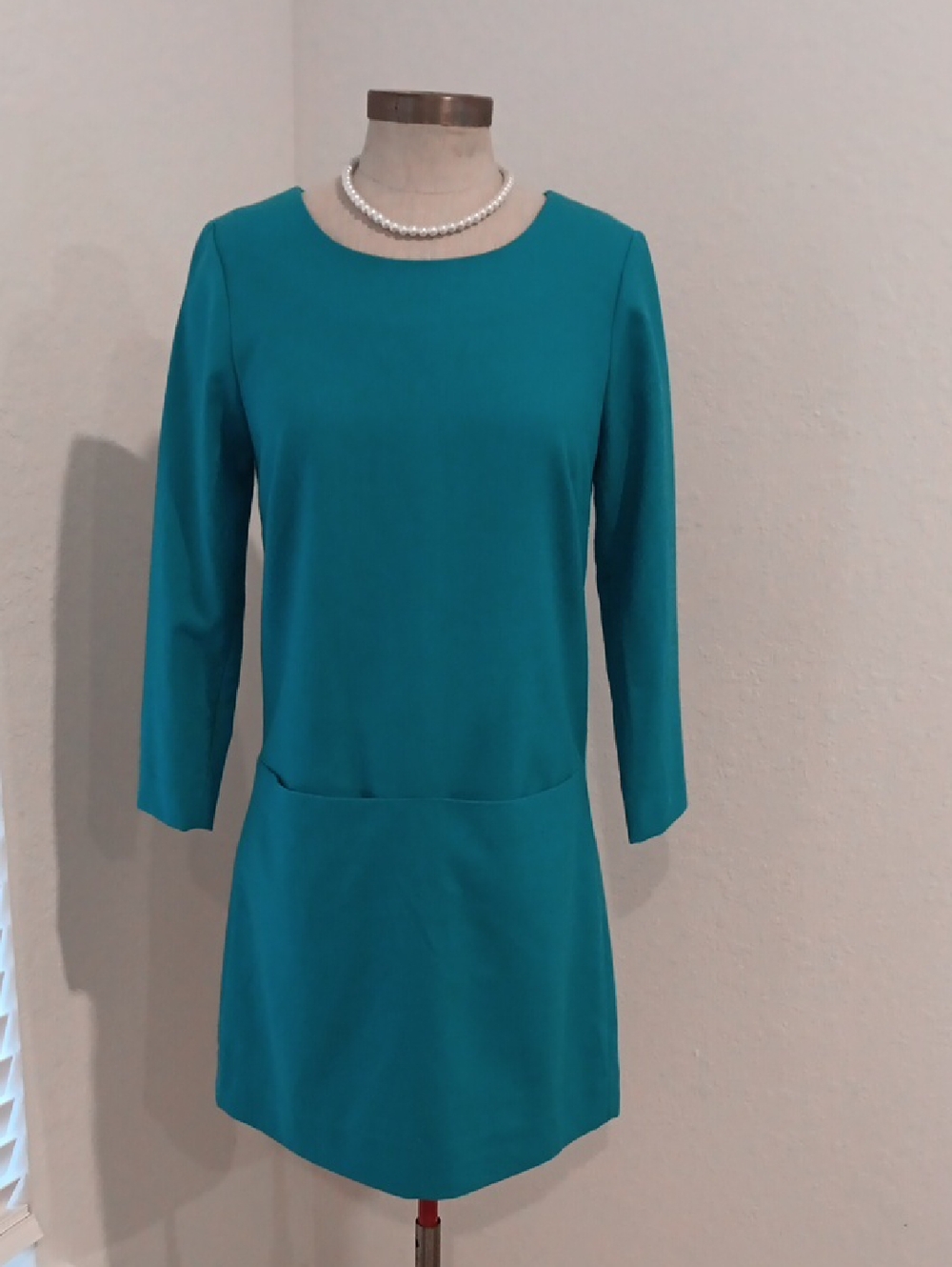 J. Crew Teal Long Sleeve Shift Dress